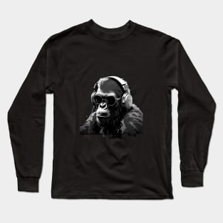 Cool summer monkey ape dj design Long Sleeve T-Shirt